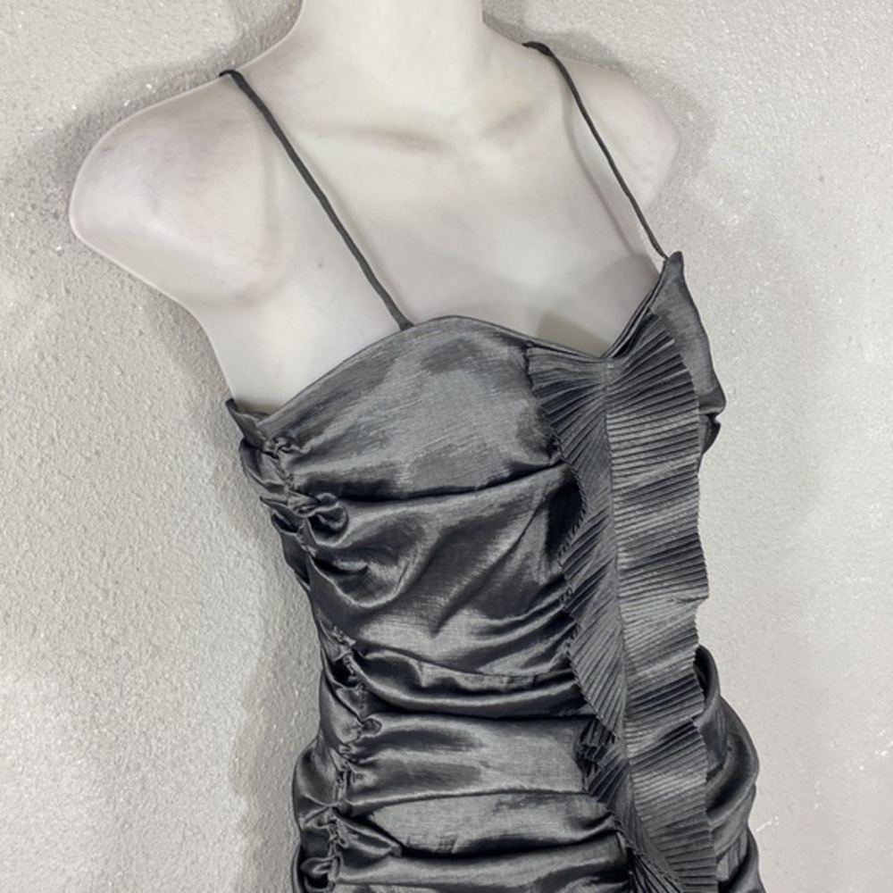 NWT Calvin Klein gunmetal silver gray ruching bodycon dress 4 N21 - Picture 4 of 11